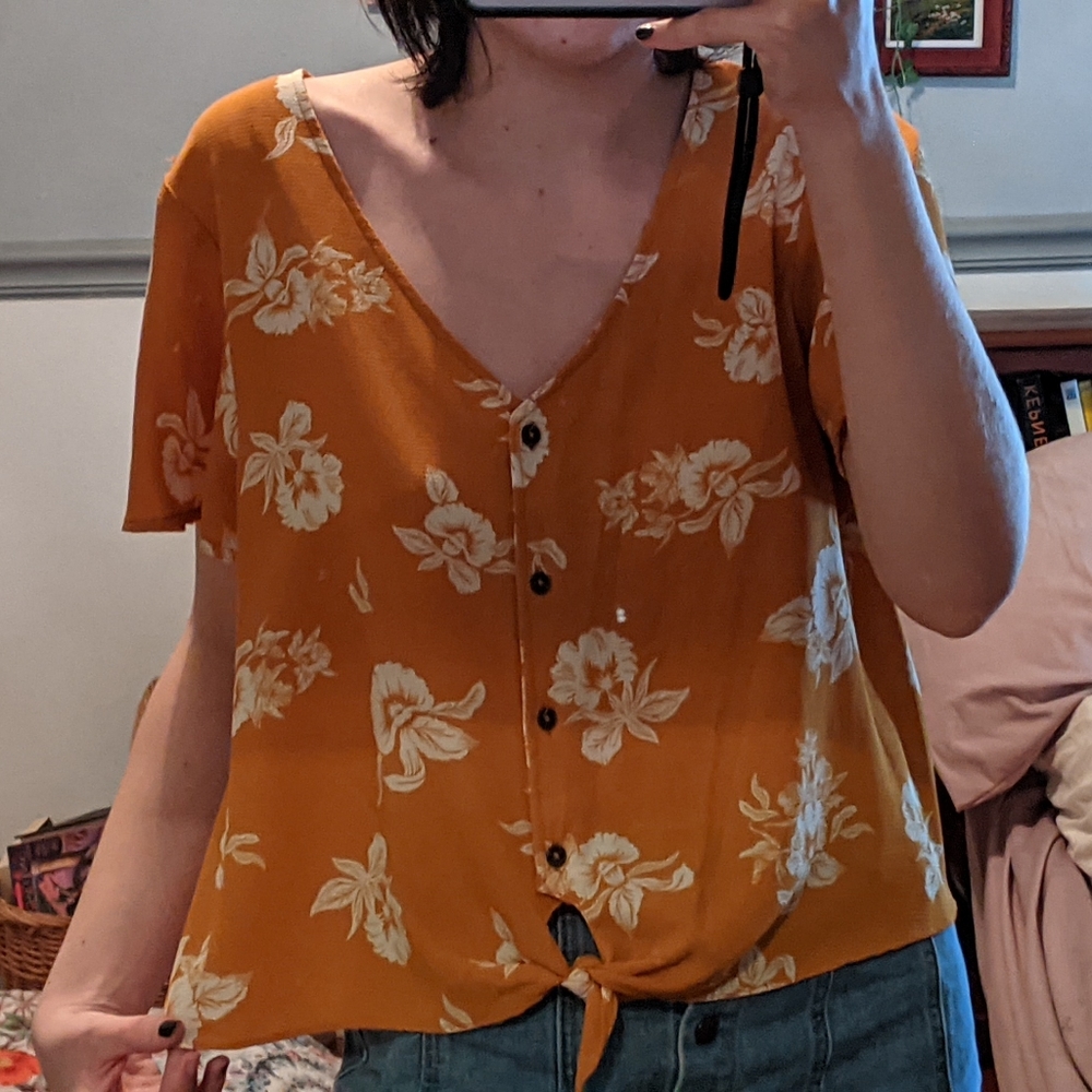 Women's yellow floral blouse